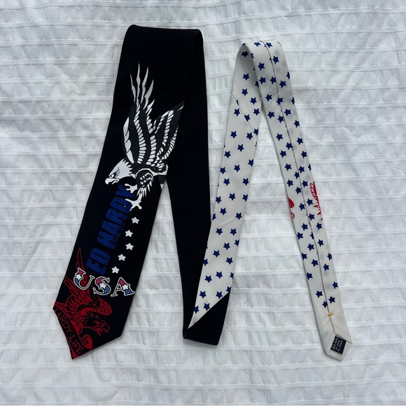 Ed Hardy Other - NWOT Ed Hardy by Christian Audigier USA Patriotic Bald Eagle Silk Tie